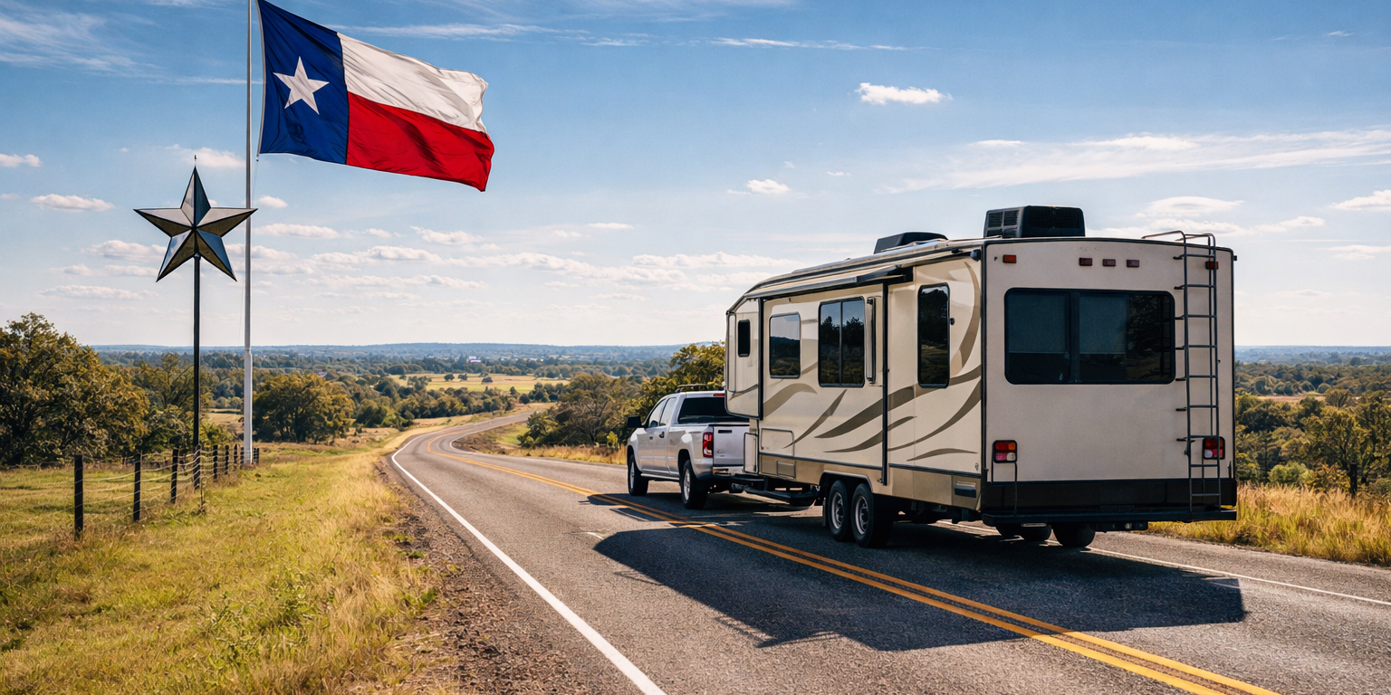 Starting the Year on the Road at Pecan Park Riverside RV Park RVs set up along the river at Pecan Park Riverside RV Park during a comfortable January day in Central Texas